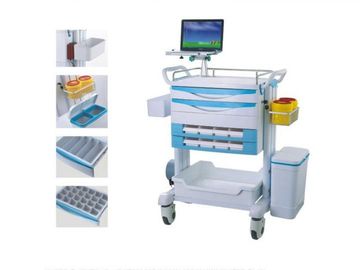 comprar Carretilla médica móvil de la tableta con la carretilla plástica de la anestesia del hospital de los cajones con la caja de almacenamiento Fabricación en línea