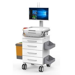 comprar Los ABS trabajan la superficie carro médico de la carretilla de la rueda de cinco pulgadas del ordenador silencioso del oficio de enfermera Fabricación en línea