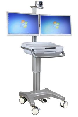 comprar Carro de mudanza integrado médico de Worksation del ordenador de la aleación de aluminio de la carretilla Fabricación en línea