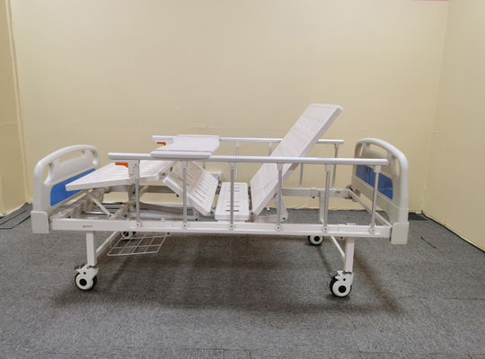 comprar Cama de hospital manual plástica del espray de acero con dos manivelas para el hospital blanco Fabricación en línea