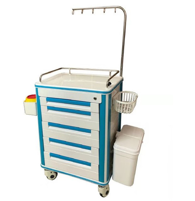 Azul de dispensación médico material del carro del ABS con el mueble de las ruedas