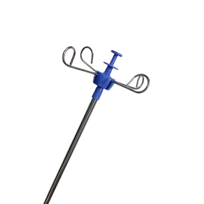 Soporte plástico de la infusión del hospital IV del metal azul con el gancho