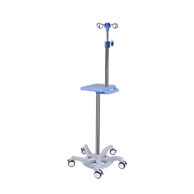 Acero inoxidable del soporte móvil azul de la infusión con las ruedas desprendibles