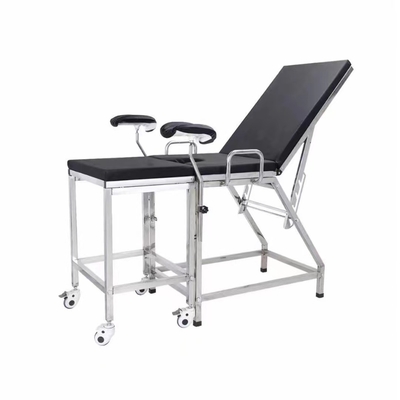 Cama ginecológica de acero inoxidable del examen de la tabla obstétrica negra simple