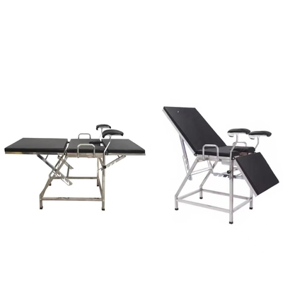 Cama ginecológica de acero inoxidable del examen de la tabla obstétrica negra simple