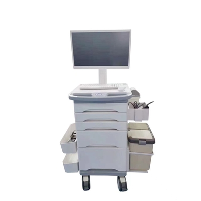 Carro móvil médico blanco del oficio de enfermera de la información con el echador del freno
