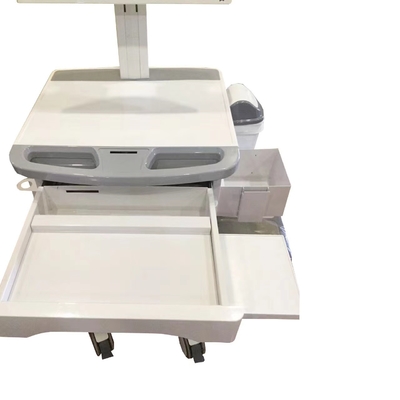 Carro móvil médico blanco del oficio de enfermera de la información con el echador del freno