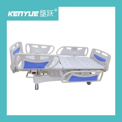 Cama de enfermería de hospital eléctrica azul ajustable 770mm Cinco funciones con cubierta