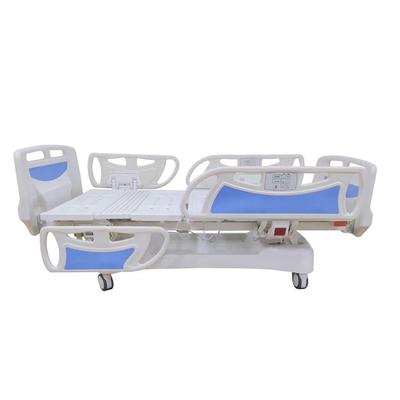 Cama de enfermería de hospital eléctrica azul ajustable 770mm Cinco funciones con cubierta