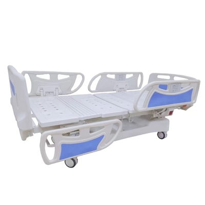 Cama de enfermería de hospital eléctrica azul ajustable 770mm Cinco funciones con cubierta