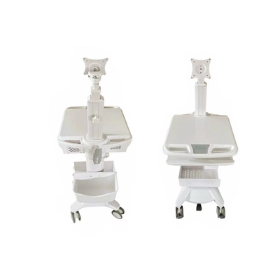 Carros de hospital móviles de aleación de aluminio Carros de computadoras médicas ABS blanco