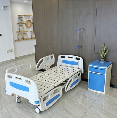 Cama de hospital eléctrica ajustable azul Cama de hospital de cinco funciones