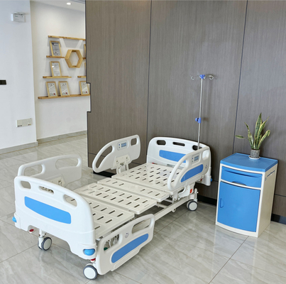 Cama de hospital eléctrica ajustable azul Cama de hospital de cinco funciones