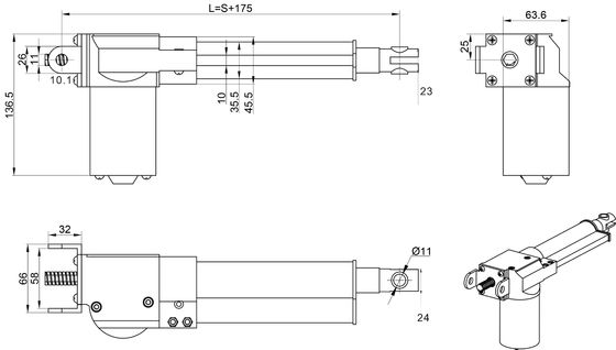 Regulador eléctrico For Hospital Bed del motor del actuador linear de los muebles médicos