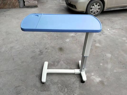 Tabla de Tray Table Adjustable Over Bed de la cama de hospital del resorte de gas en las ruedas
