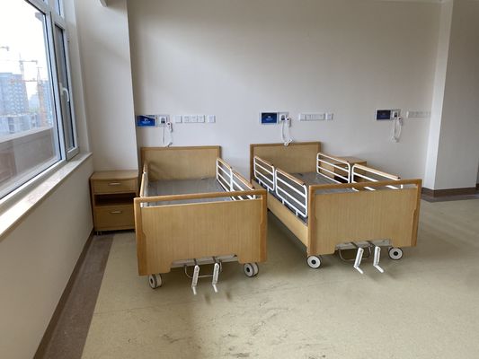 El lecho de enfermo manual del oficio de enfermera del hogar de la cama de hospital con dos funciones cuida la cama casera