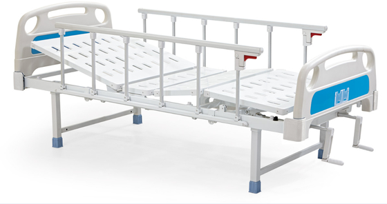 Cama de hospital manual plástica del espray de acero con dos manivelas para el hospital blanco