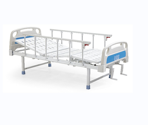 Hospital manual del eje de balancín doble del metal cama blanco y azul