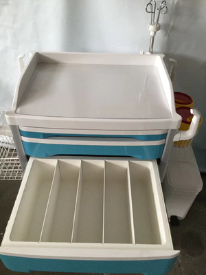 Carro azul de la terapia de los muebles médicos del hospital con dos cajones