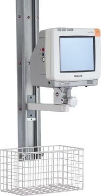 Brazo médico blanco de la carretilla del monitor con los echadores universales de 4 pulgadas
