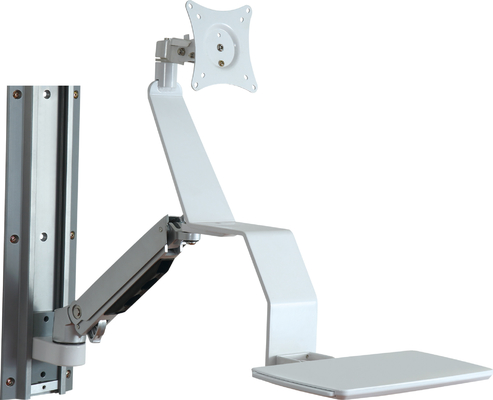 Brazo médico blanco de la carretilla del monitor con los echadores universales de 4 pulgadas