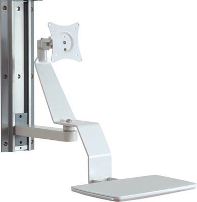 Brazo médico blanco de la carretilla del monitor con los echadores universales de 4 pulgadas