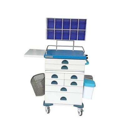 Carro médico de la anestesia del hospital 1080m m con el azul de la caja de almacenamiento
